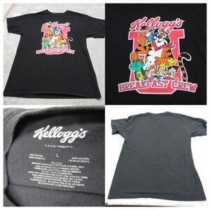 Kelloggs Breakfast Crew Shirt Mens Large‎ Black Short Sleeve Cotton Graphic Tee